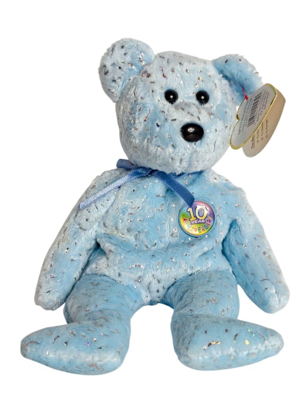 Ty Beanie Babies Decade 10th Anniversary Blue Sparkle Bear Plush Toy 2003 New